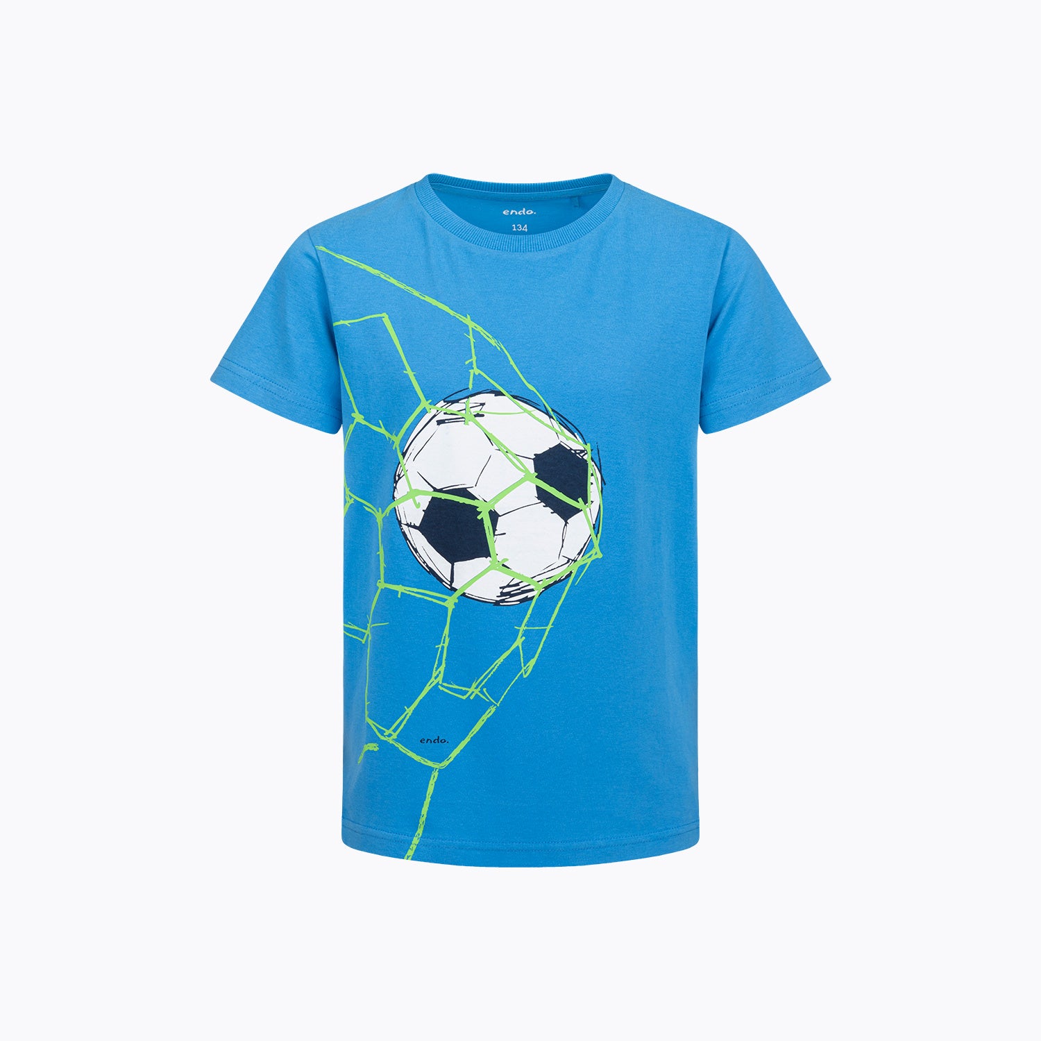 T-shirt z krótkim rękawem dla chłopca 9-13 lat, niebieski z piłką w siatce