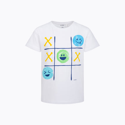 T-shirt z krótkim rękawem dla chłopca 3-8 lat, biały z kropkami
