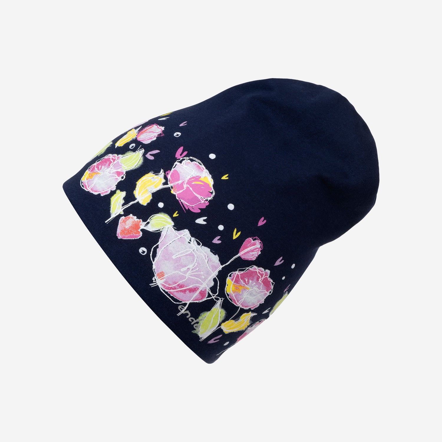 Czapka cienka dla dziecka, w kwiaty