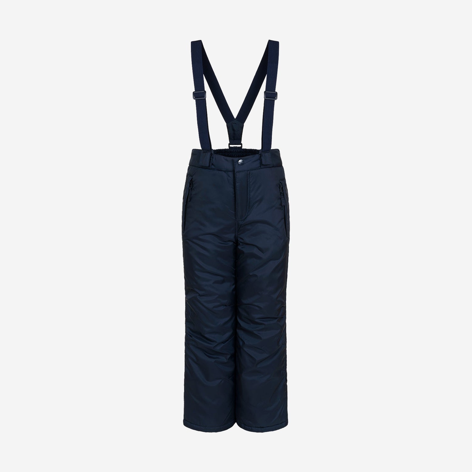 Insulated trousers with suspenders for girls aged 9-13, navy blue
