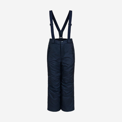 Insulated trousers with suspenders for girls aged 9-13, navy blue