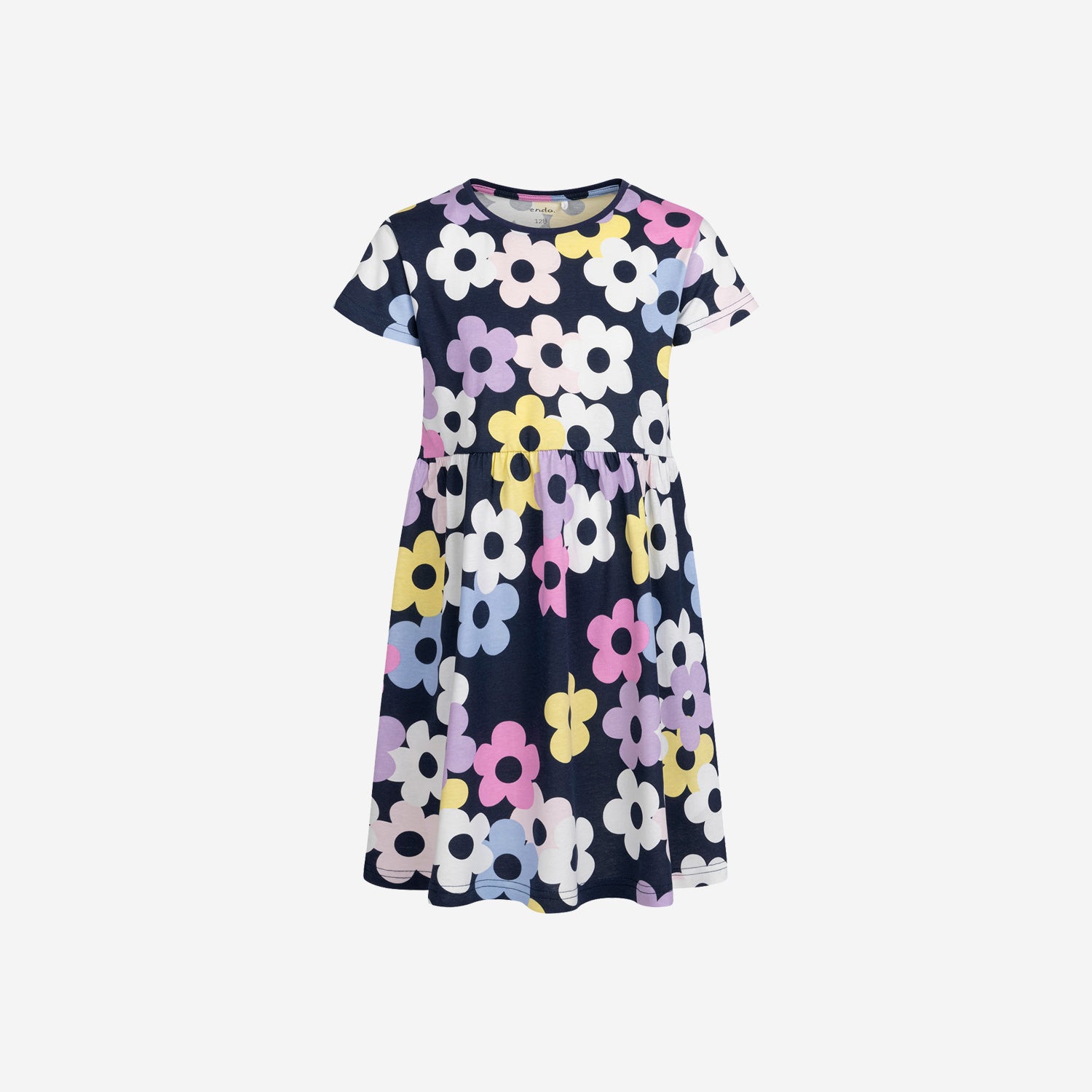 Short-sleeved dress for girls with cherries, 2-8 years old
