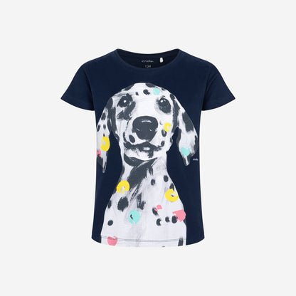 T-shirt z krótkim rękawem dla dziewczynki, z dalmatyńczykiem 9-13 lat