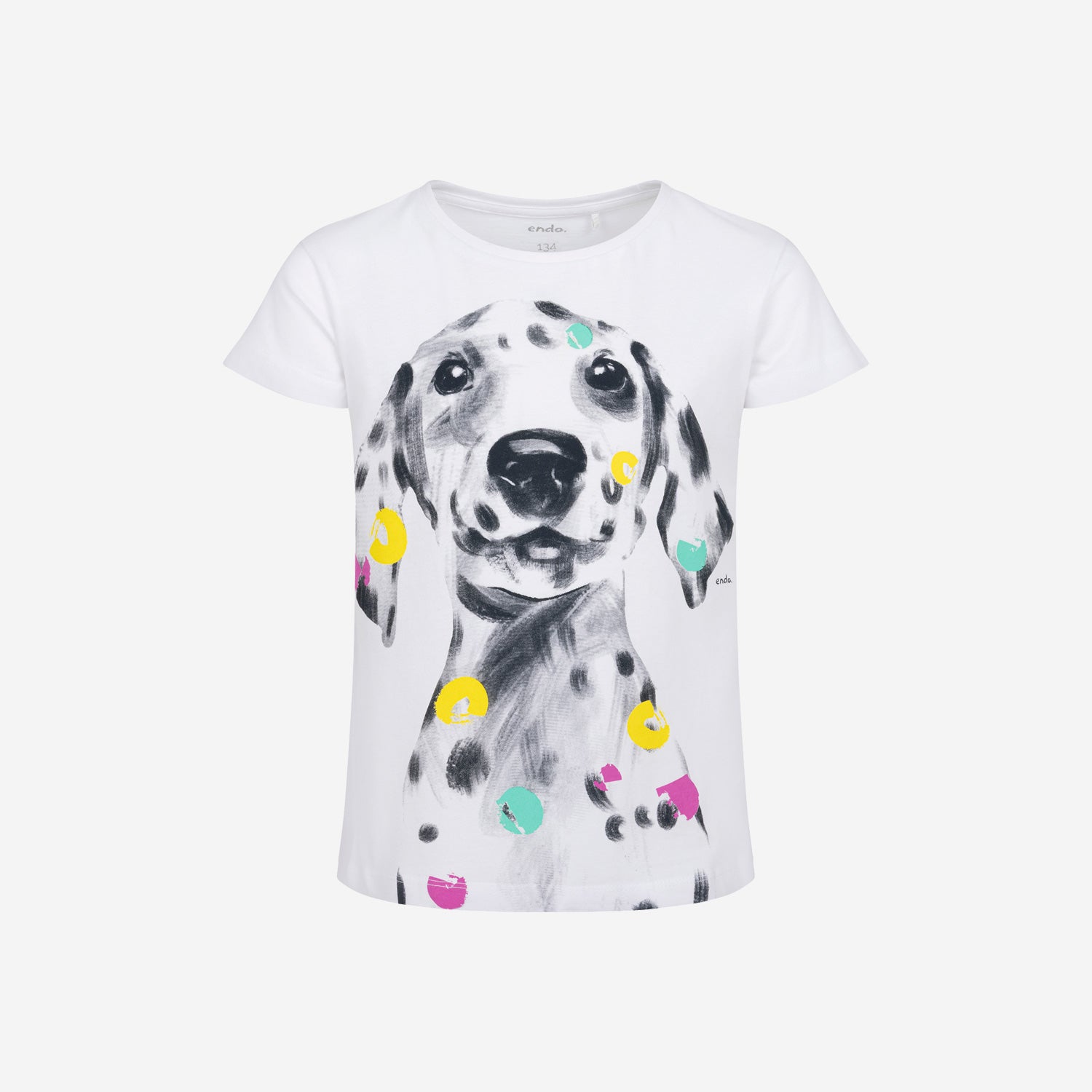 T-shirt z krótkim rękawem dla dziewczynki, z dalmatyńczykiem 9-13 lat