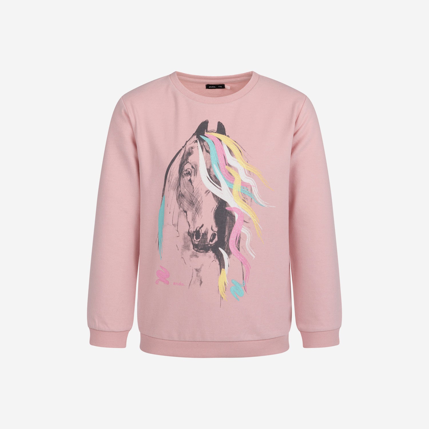Pink sweatshirt for girls, with a horse, 3-8 years old
