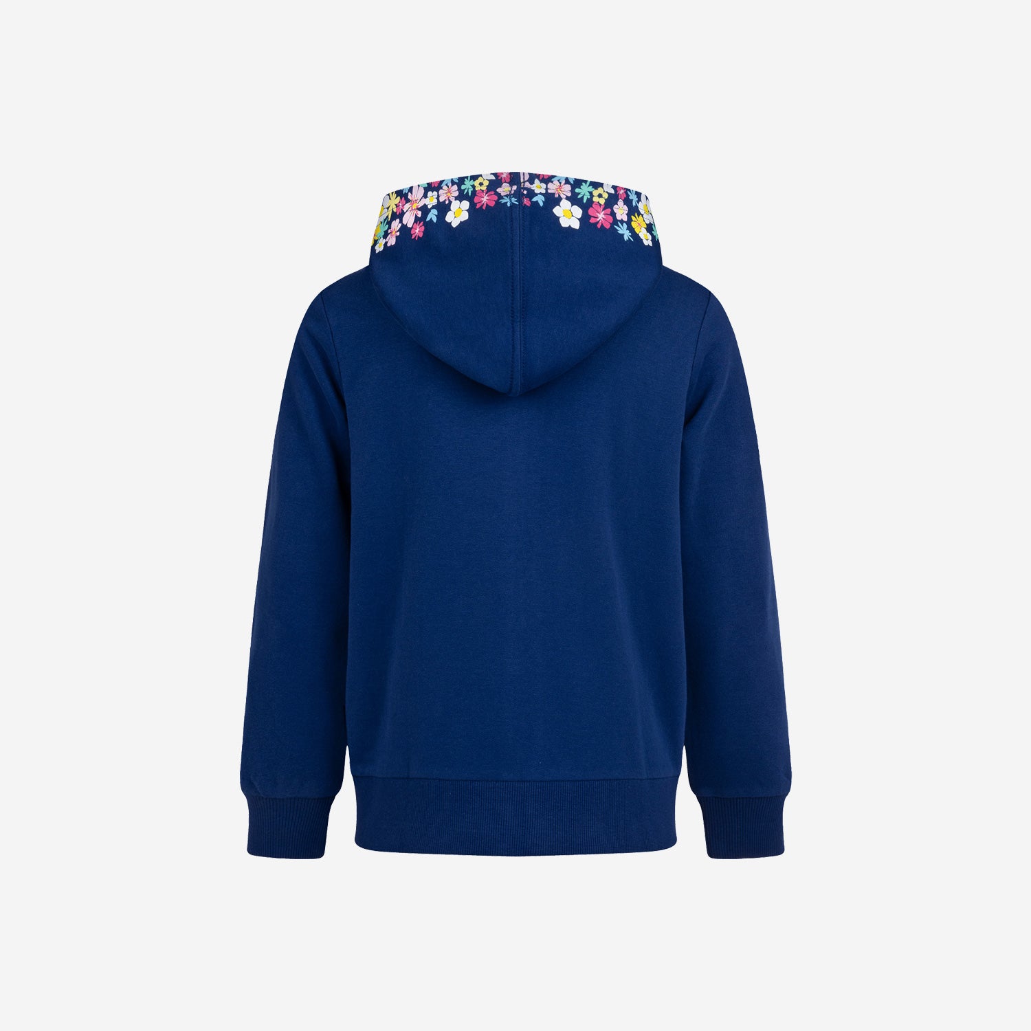 Navy blue floral zip-up sweatshirt for girls, 9-13 years old