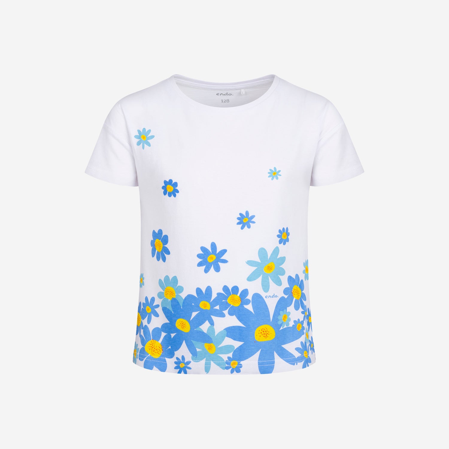 T-shirt z krótkim rękawem dla dziewczynki, z motywem kwiatowym, biała 3-8 lat