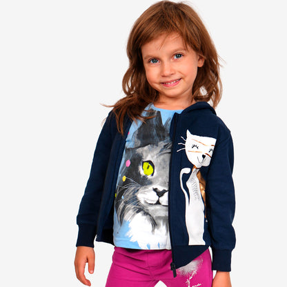 granatowa bluza dla dziewczynki z kotkiem