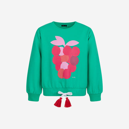 Raspberry green sweatshirt for girls, 9-13 years old