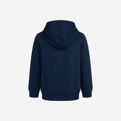 Long-sleeved zip-up sweatshirt for girls, with a cat, navy blue, 9-13 years old