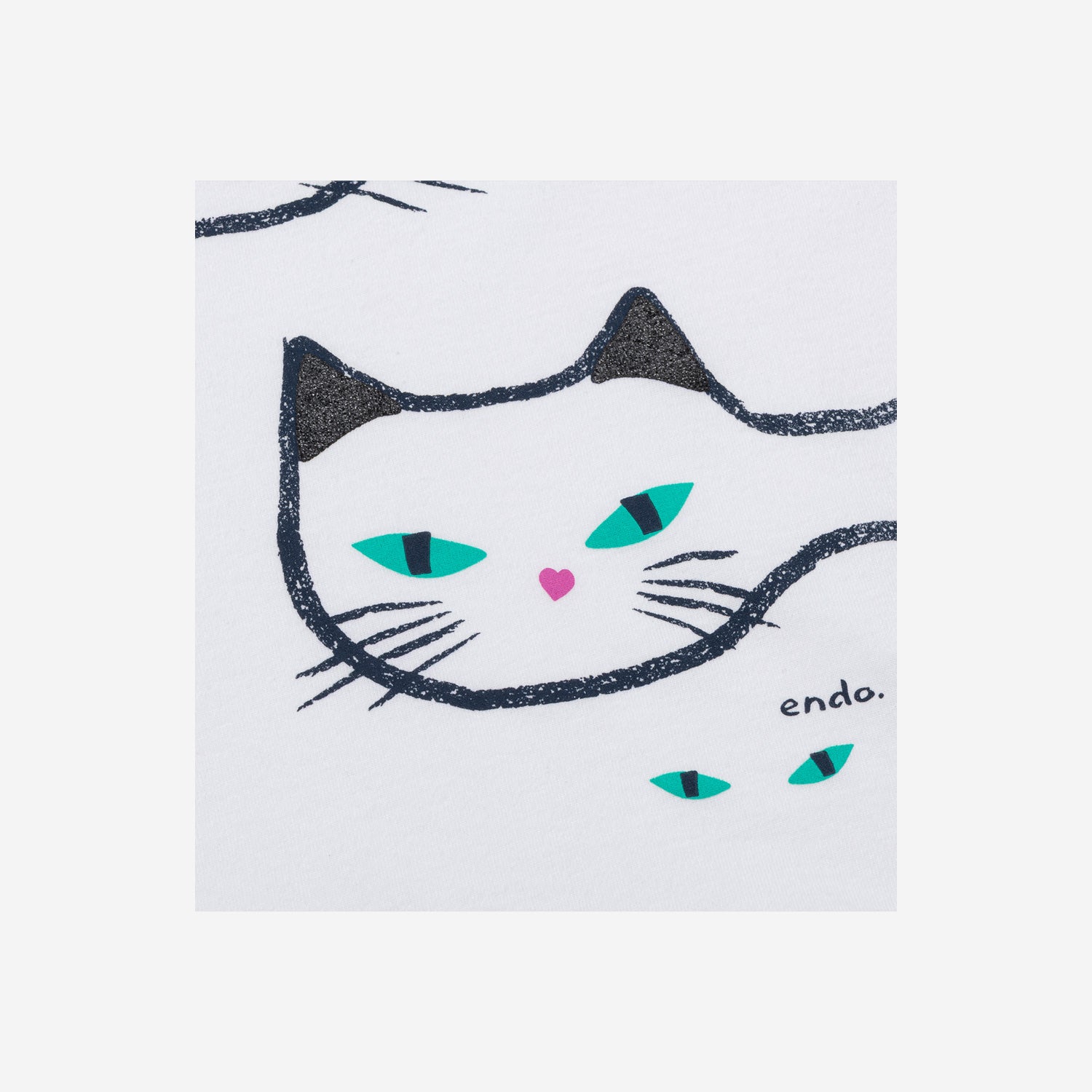 Short-sleeved T-shirt for girls, with cats, 9-13 years old