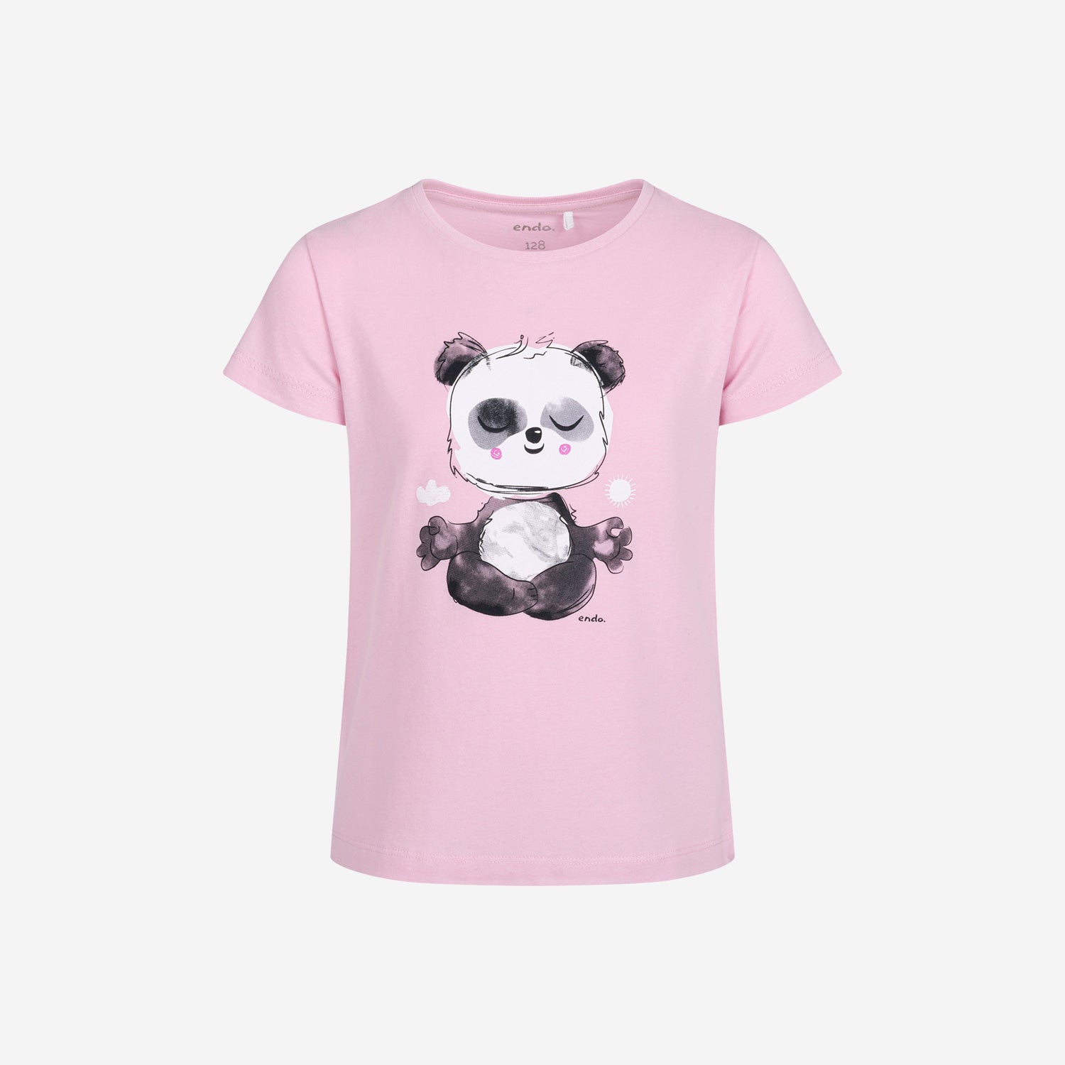 T-shirt z krótkim rękawem dla dziewczynki, z pandą, różowy 3-8 lat