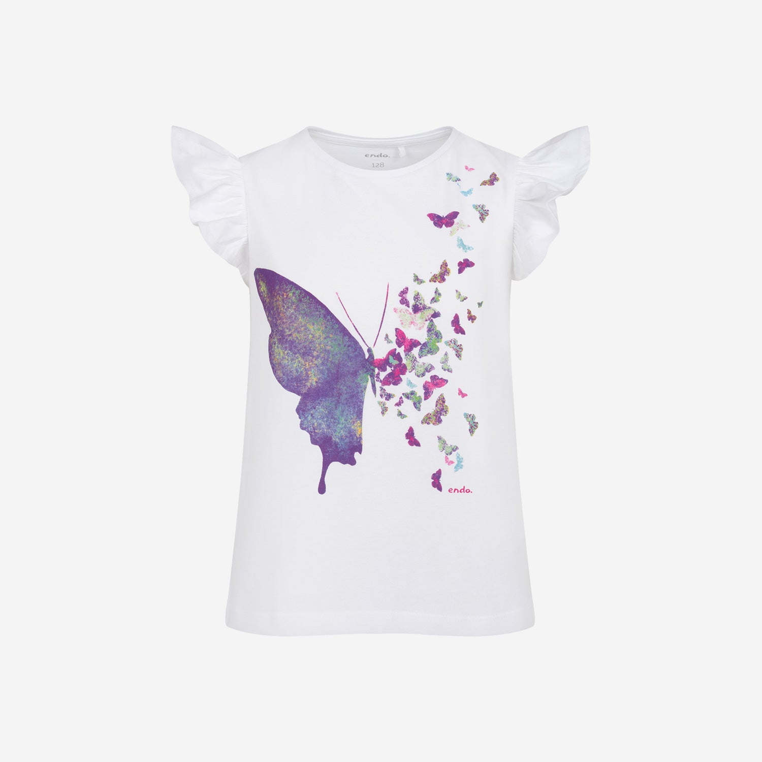 T-shirt z krótkim rękawem dla dziewczynki, z motylem 3-8 lat