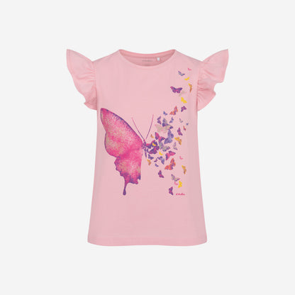 T-shirt z krótkim rękawem dla dziewczynki, z motylem 3-8 lat