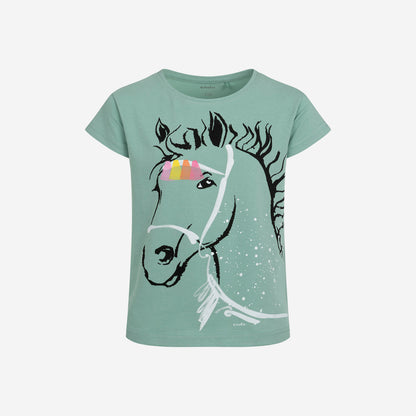 T-shirt z krótkim rękawem dla dziewczynki, z koniem 9-13 lat