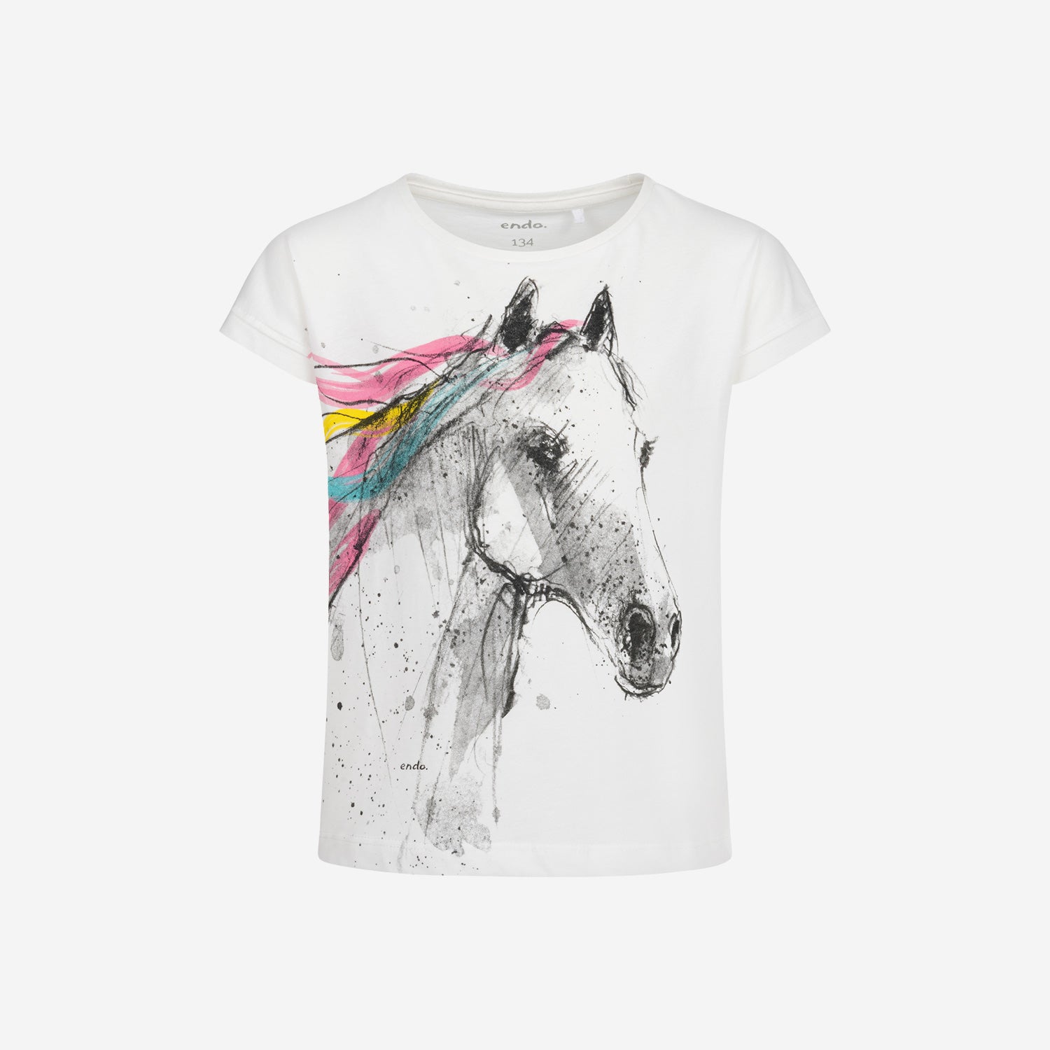 Short-sleeved T-shirt with a horse for girls, 3-8 years old