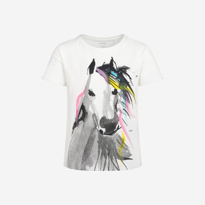 Short-sleeved T-shirt with ponytail for girls 9-13 years old