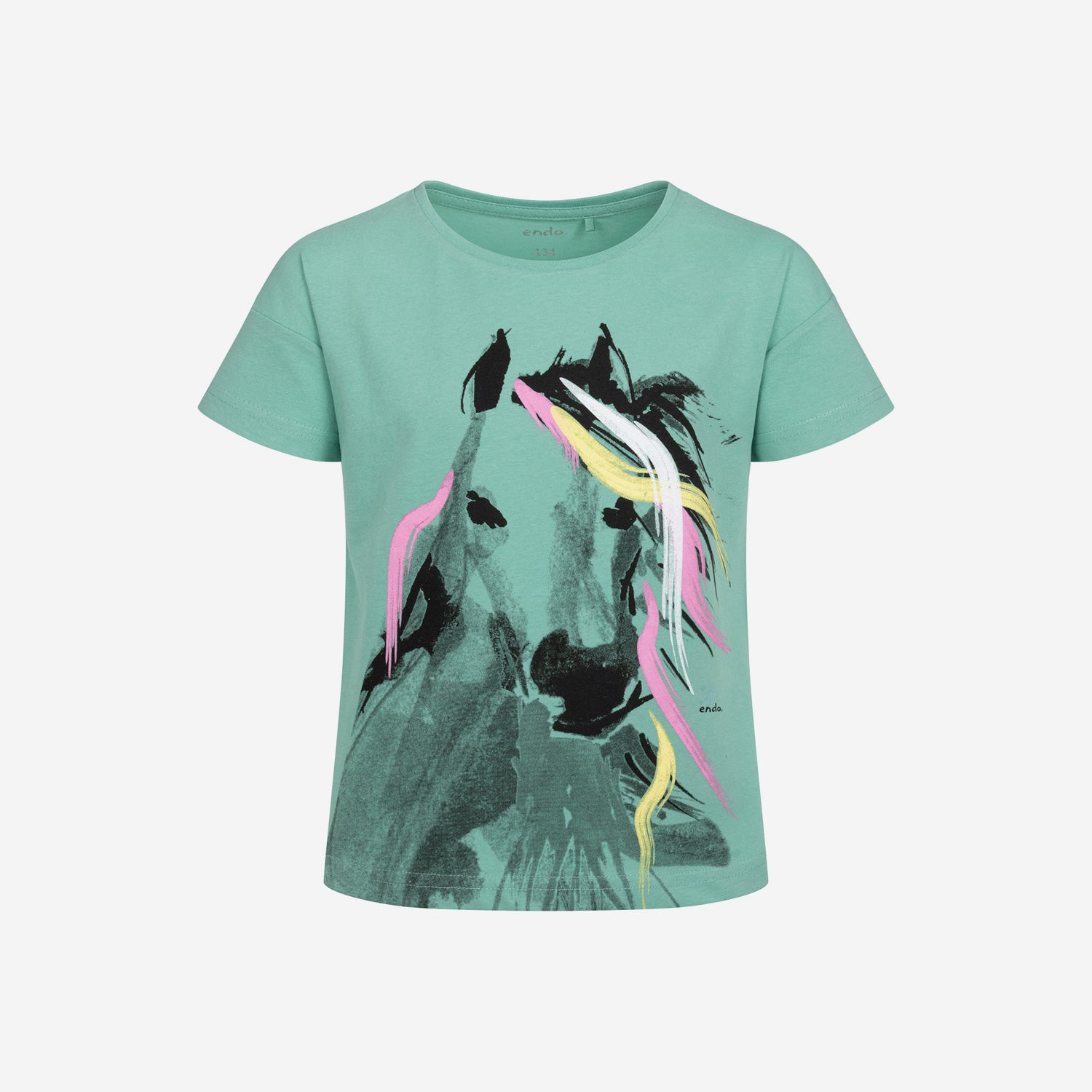 Short-sleeved T-shirt with ponytail for girls 9-13 years old
