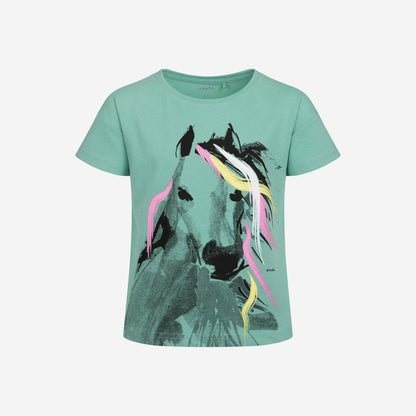 Short-sleeved T-shirt with ponytail for girls 9-13 years old