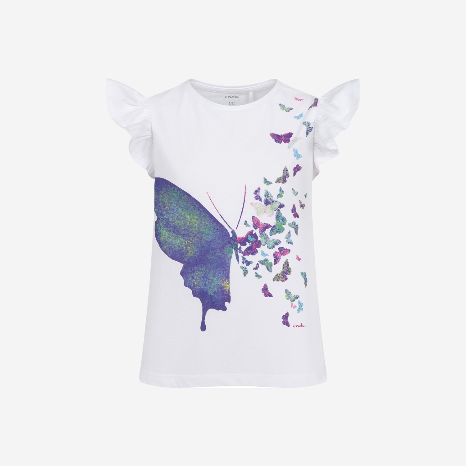 T-shirt z krótkim rękawem dla dziewczynki, z motylem 9-13 lat