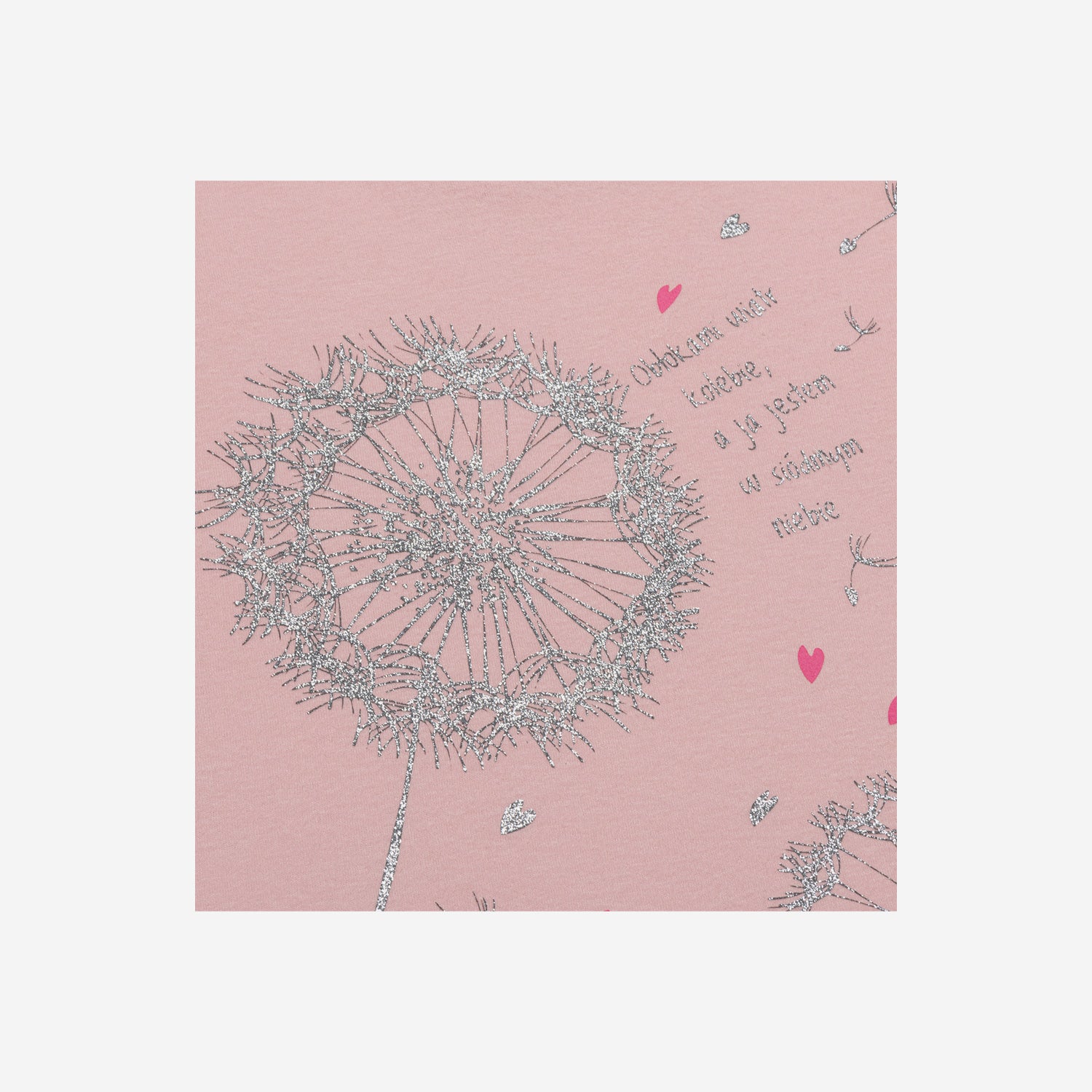 Girls' short-sleeved t-shirt with dandelions, pink, 9-13 years old