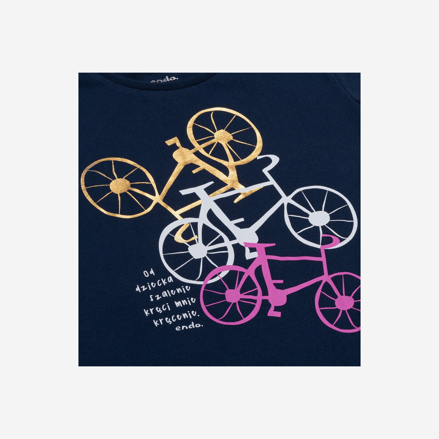 Short-sleeved T-shirt for girls, with a bicycle motif, navy blue, 9-13 years old