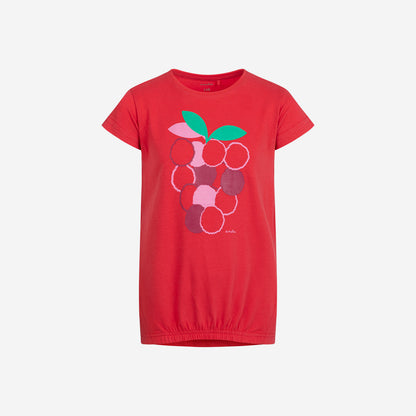 Short-sleeved tunic for girls, raspberry, red, 3-8 years old
