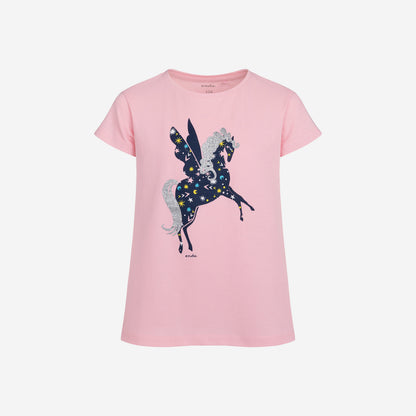 Girls' short-sleeved pajama set with a unicorn, pink, 9-13 years old