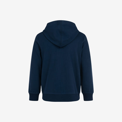 Zip-up hoodie for girls, with a dog, navy blue, 3-8 years old