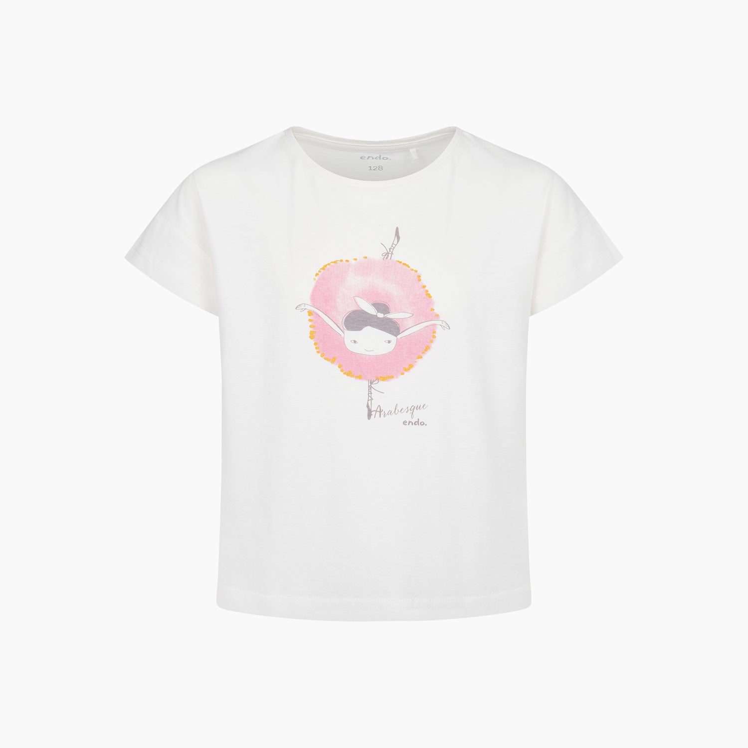 Bluzka z krótkim rękawem dla dziewczynki, z baletnicą, różowa 3-8 lat