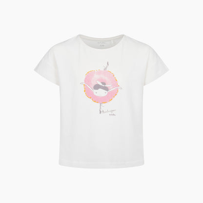 Bluzka z krótkim rękawem dla dziewczynki, z baletnicą, różowa 3-8 lat