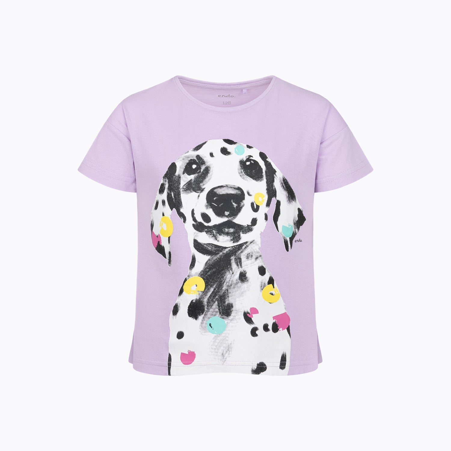 T-shirt z krótkim rękawem dla dziewczynki 3-8 lat, różowy dalmatyńczyk
