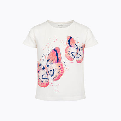 T-shirt dla dziewczynki 3-8 lat, biały motyle
