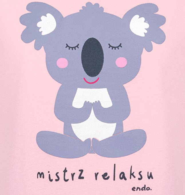 Bluzka z krótkim rękawem dla dziewczynki, z misiem koala, różowa 3-8 lat