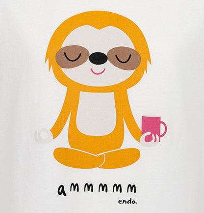 Bluzka z krótkim rękawem dla dziewczynki, z motywem yogi, biała 3-8 lat