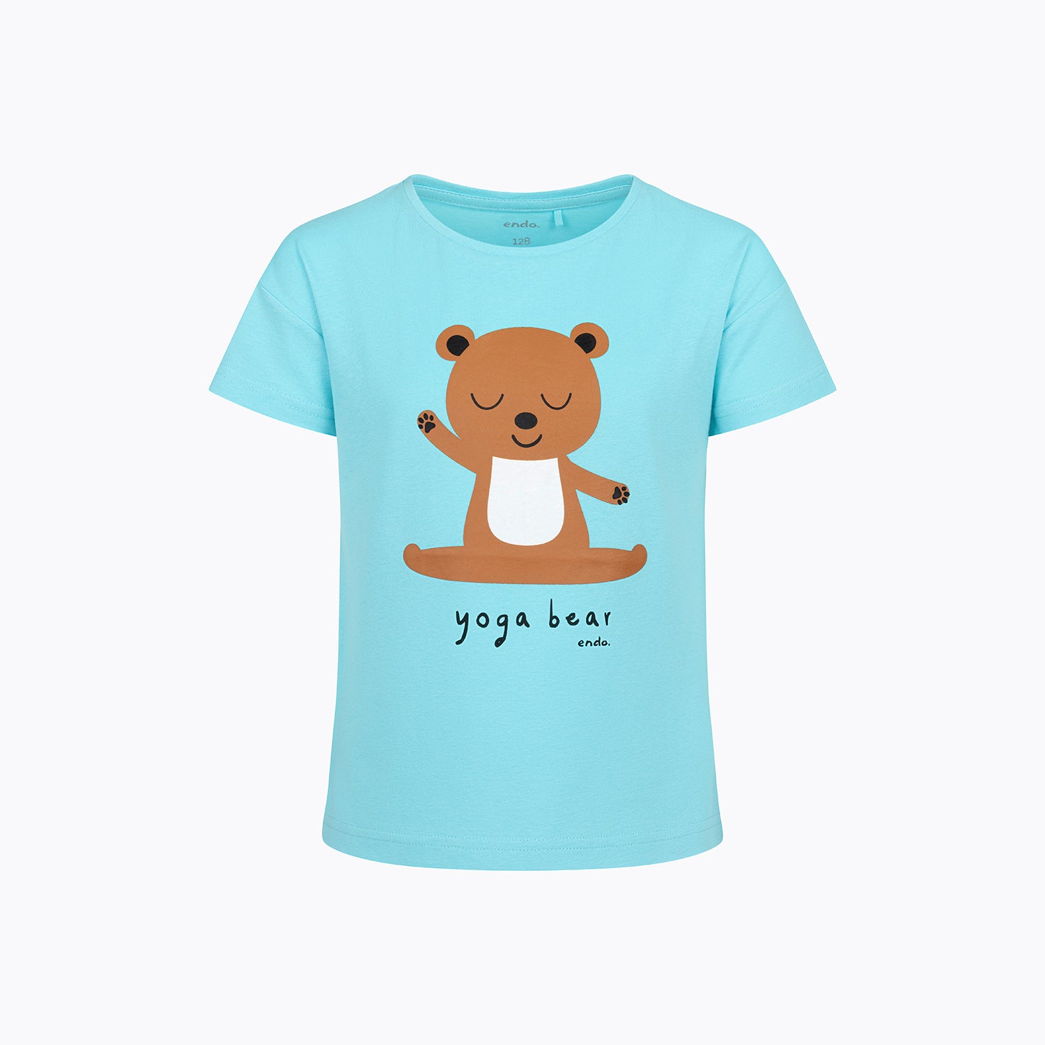 Bluzka z krótkim rękawem dla dziewczynki, z motywem yogi, niebieska 3-8 lat