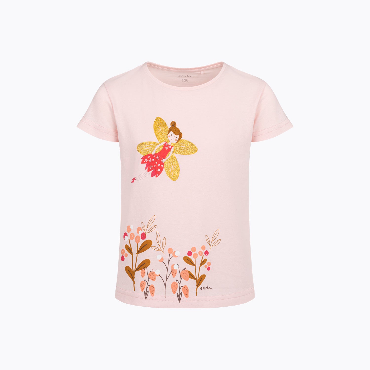 T-shirt z krótkim rękawem dla dziewczynki, z wróżką, różowy 3-8 lat