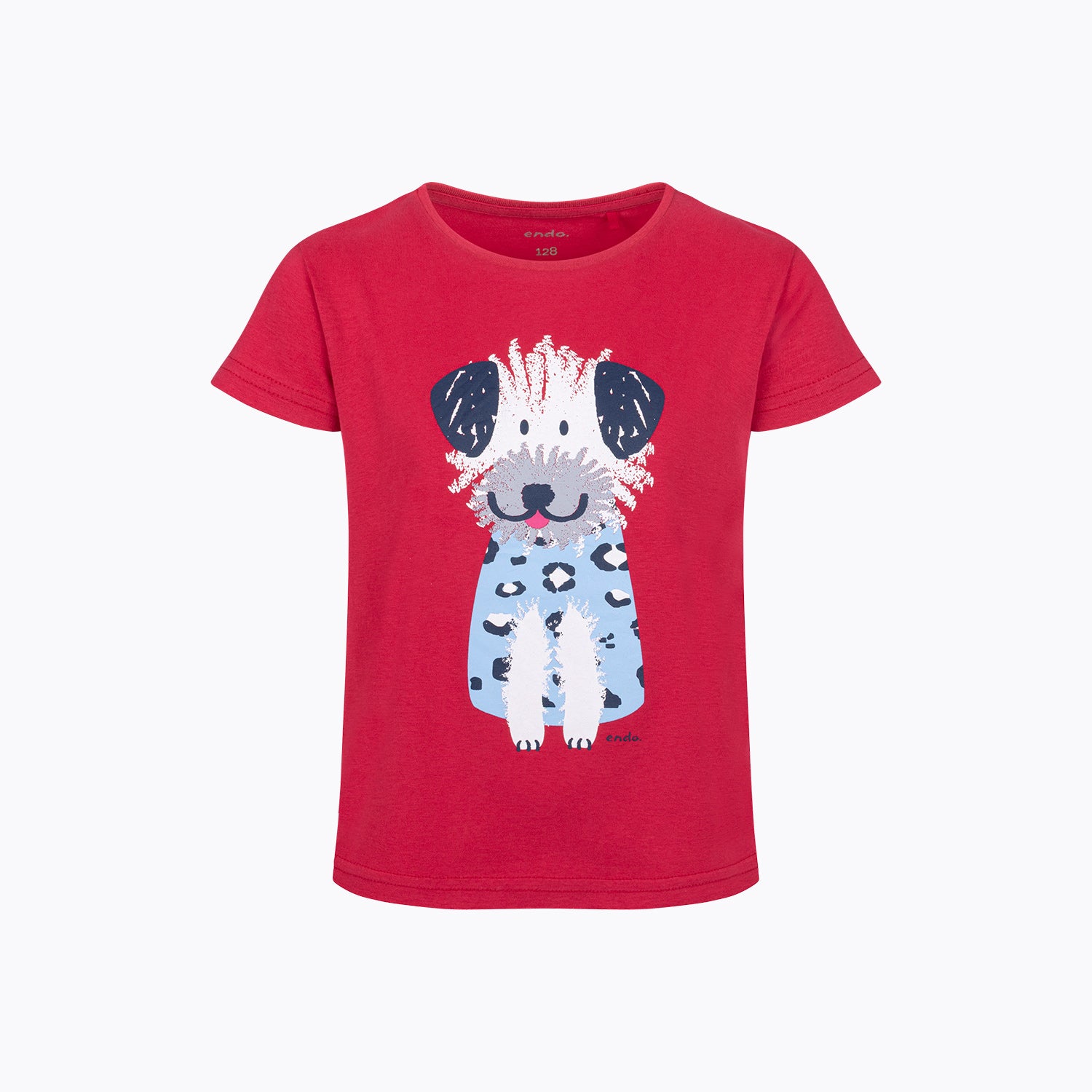 T-shirt z krótkim rękawem dla dziewczynki, z pieskiem, różowy 3-8 lat