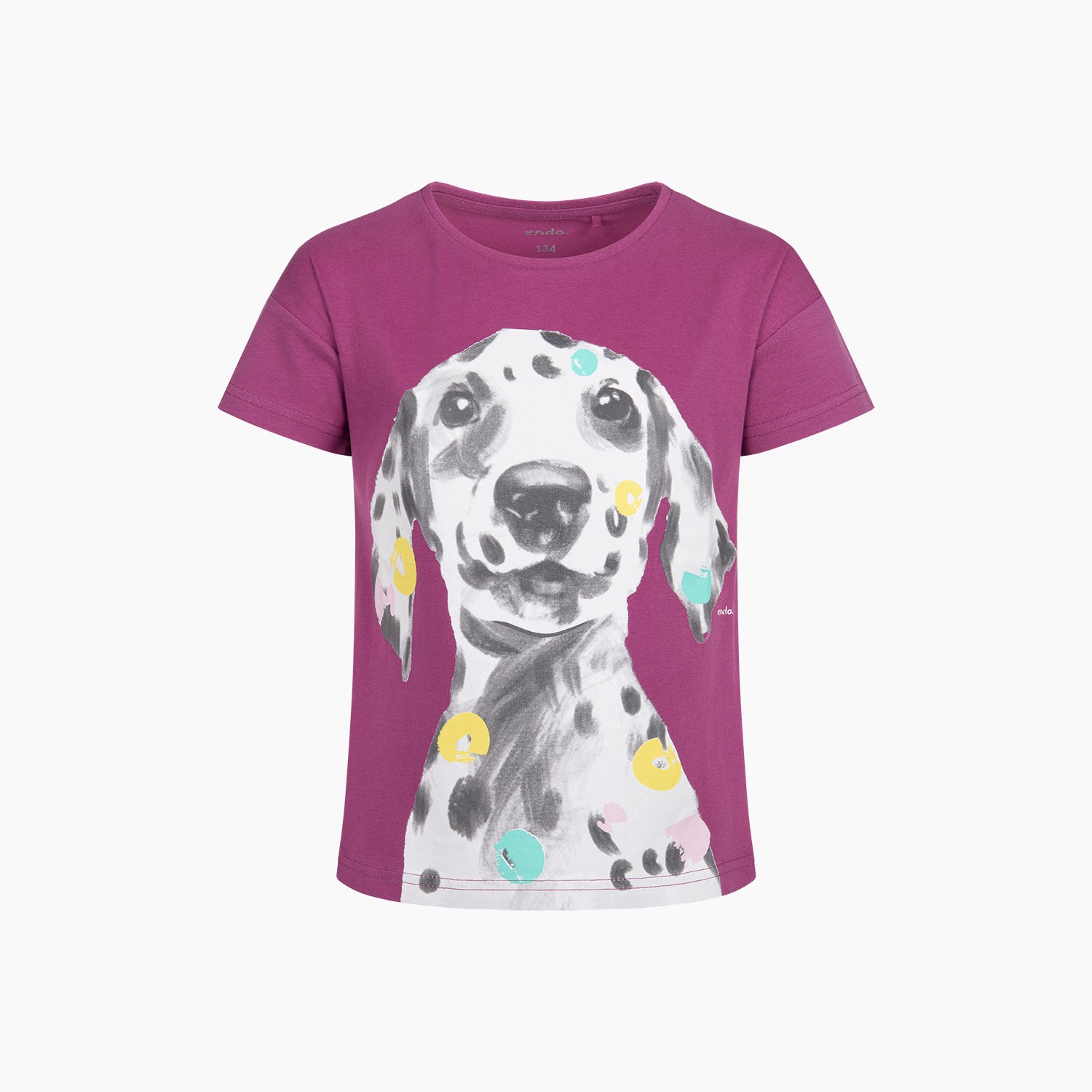 T-shirt z krótkim rękawem, z dalmatyńczykiem, różowy 9-13 lat