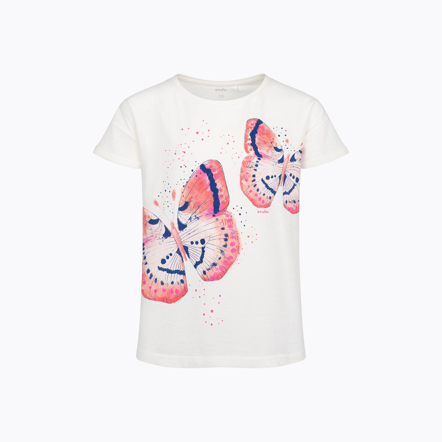 T-shirt dla dziewczynki 9-13 lat, biały motyle