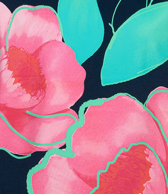 Bluzka z krótkim rękawem dla dziewczynki, z motywem kwiatowym, granatowa 9-13 lat