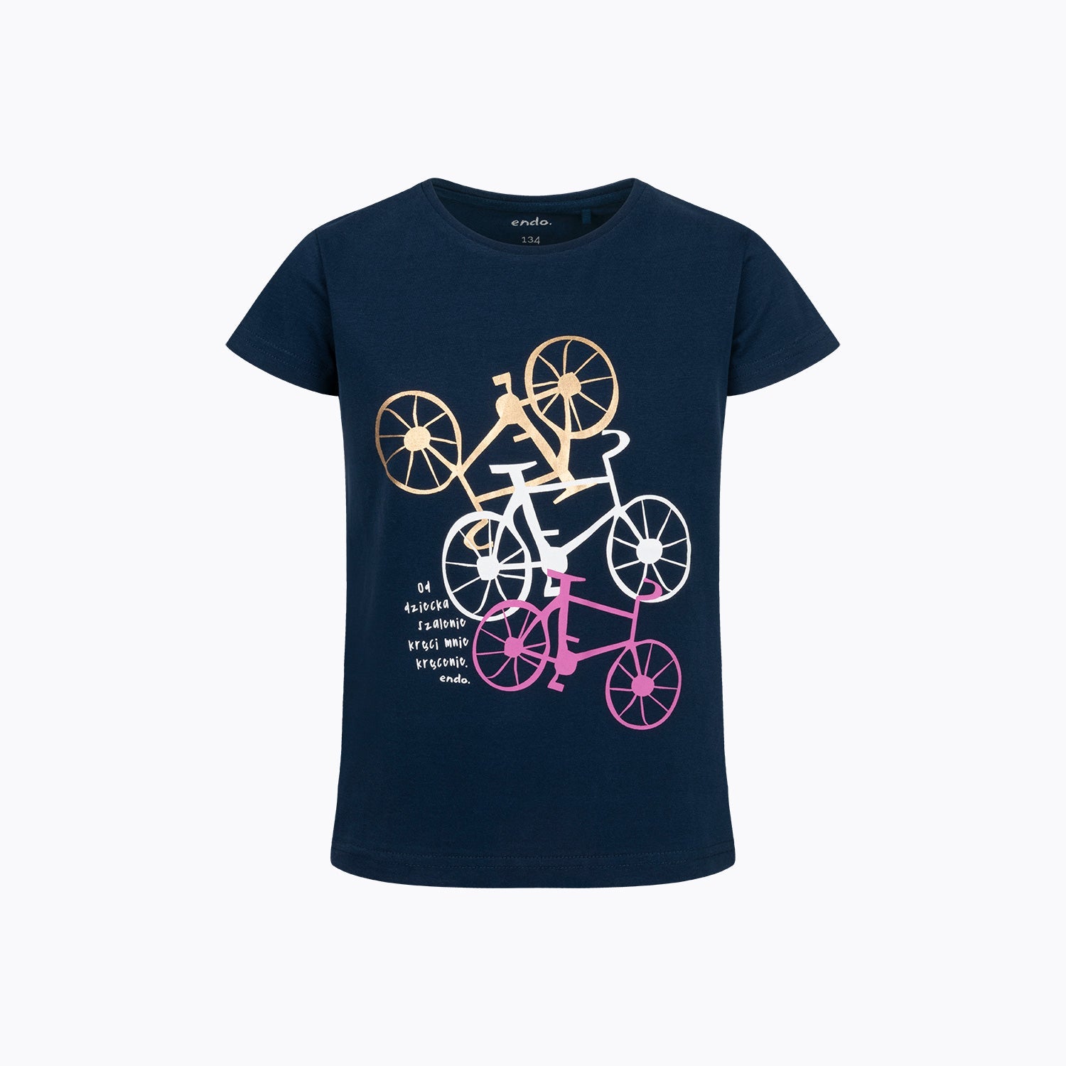 T-shirt z krótkim rękawem dla dziewczynki 9-13 lat, granatowy kręci mnie kręcenie