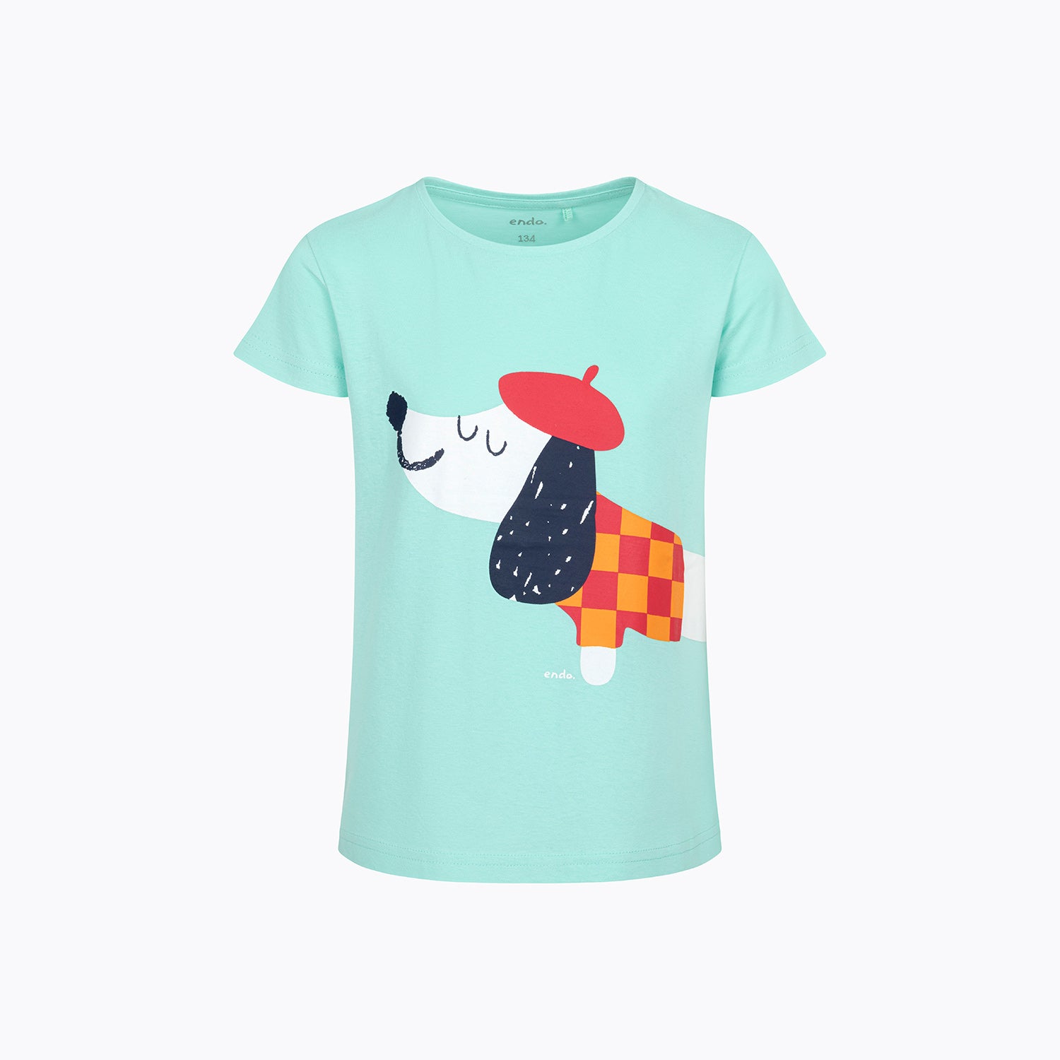 Bluzka z krótkim rękawem dla dziewczynki, z francuskim pieskiem, zielona 9-13 lat