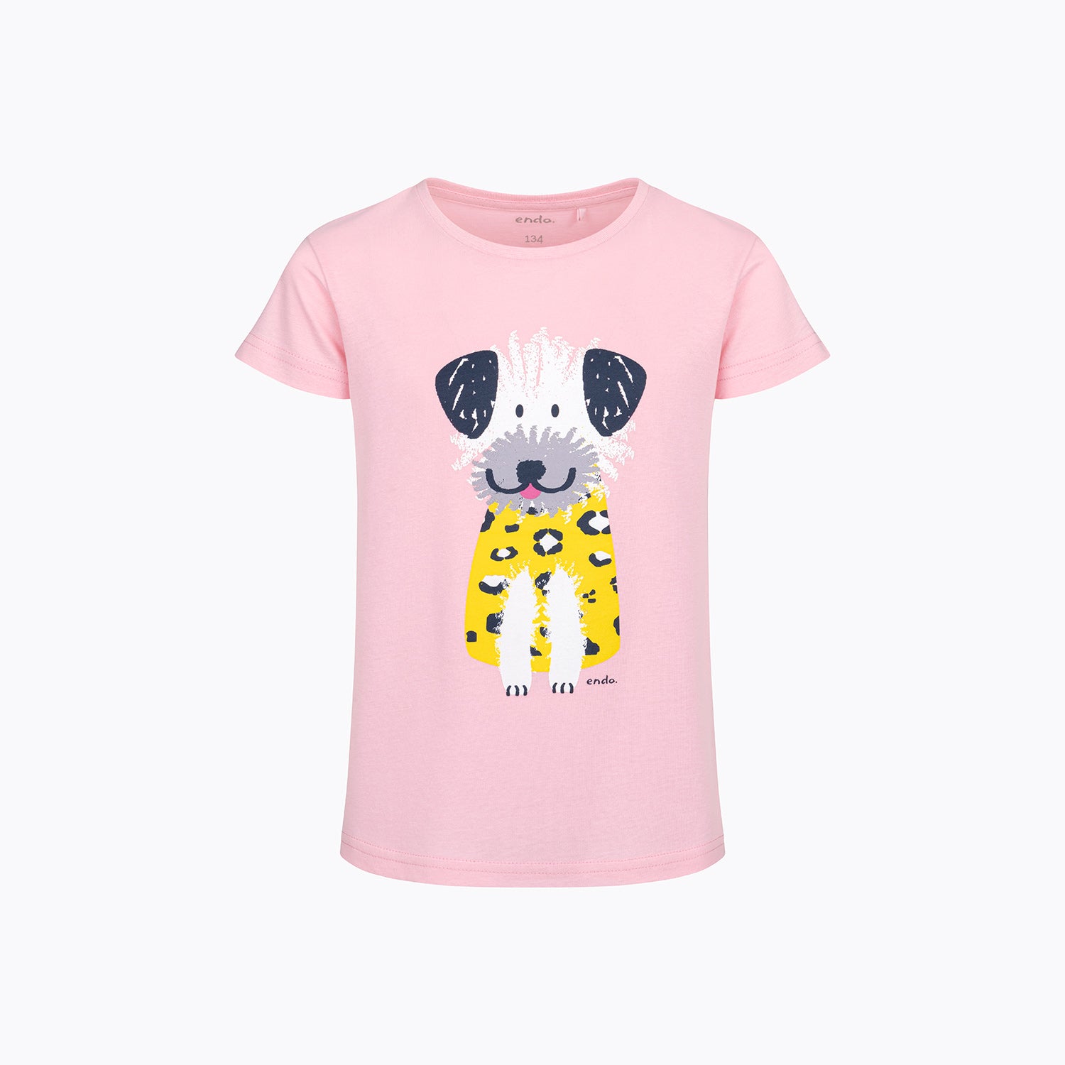 Bluzka z krótkim rękawem dla dziewczynki, z psem, różowa 9-13 lat