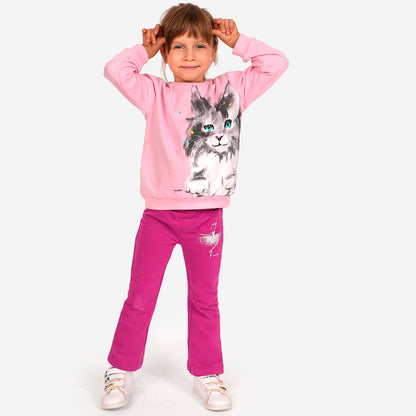 Spodnie dresowe dla dziewczynki, z baletnicą, różowe 3-8 lat