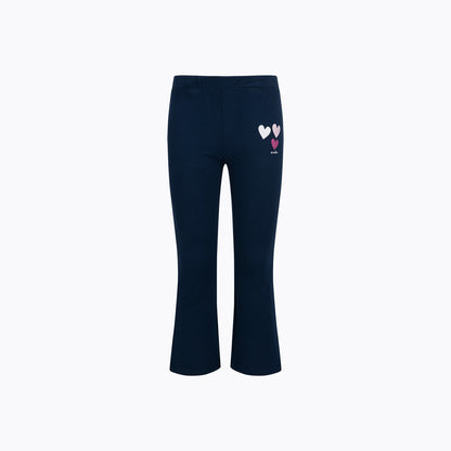 Legginsy flare dla dziewczynki, z sercami, granatowe 3-8 lat