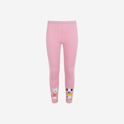 Long leggings for girls, with dogs, pink, 3-8 years old