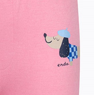 Legginsy flarry dla dziewczynki, z francuskim pieskiem, różowe 3-8 lat