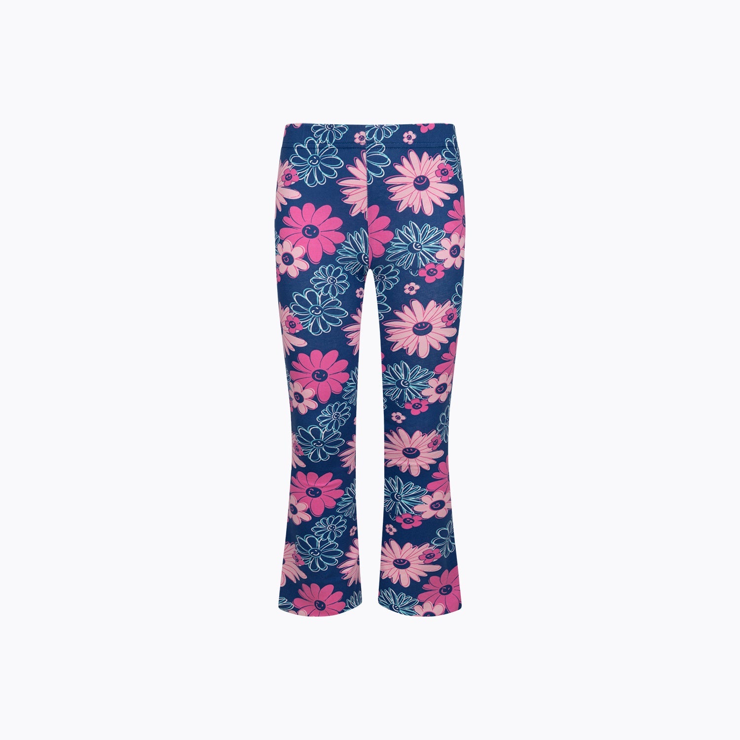 Legginsy flare dla dziewczynki 3-8 lat, niebieskie kwiaty