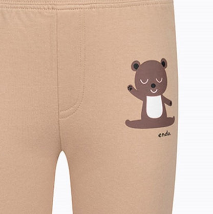 Legginsy flare dla dziewczynki, z misiem, beżowe 9-13 lat